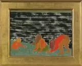 of three figures by March Avery, oil on board, offered Apr 2011
