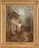 titled The Old Mill Wheel at Britton's Mill by William Rickarby Miller, oil on canvas, sold Apr 2011