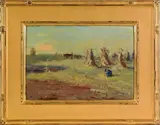 landscape of a farm by Hugh H Campbell, oil on board, sold Apr 2011