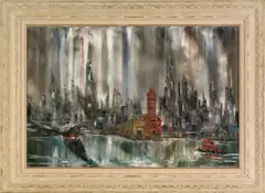 cityscape by Robert Lebron, oil on canvas, offered Apr 2011