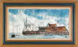 seascape with a pier by Robert Lebron, oil on canvas, offered Apr 2011