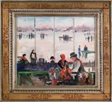 titled Mary Fisher's Market: The Negotiation by Joseph Barrett, oil on canvas, sold Apr 2011