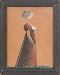 folk portraits of Michael and Elizabeth Hellman of Lancaster by Jacob Maentel, watercolor, sold Apr 2011