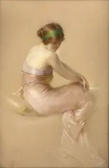 Elégante au bandeau vert by Gaston Bouy, Pastel sur papier, sold Dec 2015