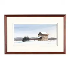 Winter Landscape with Tobacco Barn by Douglas Cave, Watercolor on paper, sold Dec 2018