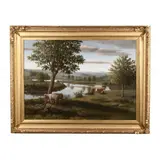 Landscape Painted from Memory of Scene of Artist's Childhood in Vermont by Oliver Tarbell Eddy, Oil on canvas (lined), sold Dec 2018