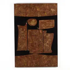 Still Life by David Rowe, Mixed media with elements of metal and paint on board, sold Nov 2018