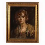 Portrait of a Woman by Aksel Morch, Oil on canvas (lined), sold Nov 2018