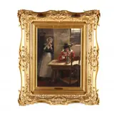 Dutch Interior Genre Scene by Henry Benjamin Wechsler, Oil on panel, sold Nov 2018
