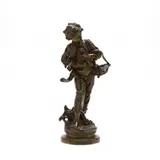 En Maraude by Hippolyte Moreau, Bronze figure of a boy with flowers, sold Nov 2018