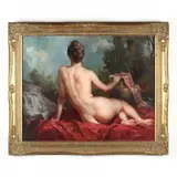 An Odalisque by Antonis Karafyllakis, Oil on canvas, sold Nov 2018