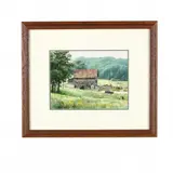 Hillside Farm by Luke Buck, Watercolor with gouache highlights, sold Nov 2018