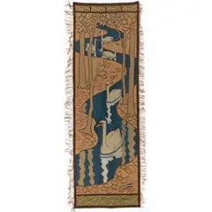 Pfeilerbehang 'Fünf Schwäne' by Otto Eckmann, 1896, 241 x 98 cm (Baumbestandener Bachlauf mit fünf schwimmenden Schwänen), sold Dec 2021