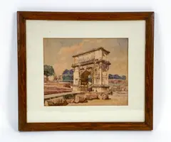 The Arch of Titus in Rome by Henry Bacon, Rome watercolor, sold Jan 2023