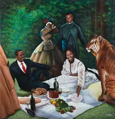 Le déjeuner sur l'herbe, 2021 by Amani Bodo, Acrylique sur toile, sold Oct 2022