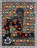 Club 54, 2022 by Olamilekan Abatan, Acrylique, fusain, collages de papier et de tissus wax sur papier, sold Oct 2022