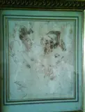 Etudes de trois têtes de femmes et deux mains by Dans le goût d'Antoine Watteau, Crayon noir, sanguine et rehauts de craie blanche, sold Oct 2022