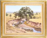 Landscape view featuring a stream by James Gay Sawkins, oil on canvas, offered Jun 2018