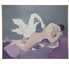 Leda and the Swan by Leonard Alberts, 1992, oil on canvas, sold Aug 2026