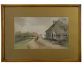 Village Scene by Jan Hillebrand Wijsmuller, watercolor, sold Aug 2026