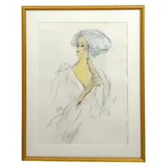 Untitled (portrait) by Joe Eula, pastel and watercolor on paper, sold Aug 2026