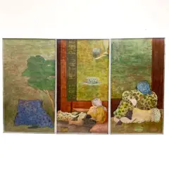 triptych by Eliyahu Abrahami, 1991, watercolor on paper, sold Sep 2026