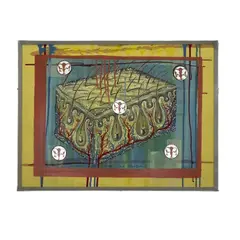 Nacimiento de la Greña by Cisco Jiménez, mixed media on canvas, sold Sep 2026