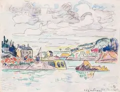Vue de la baie de Lézardrieux by Paul Signac, Aquarelle sur traits de crayon, sold Jun 2015