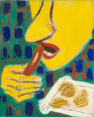 Auf den Geschmack gekommen by Peter Herrmann, 1996, Acryl auf Leinwand, sold Feb 2021