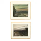 Two Landscapes by Betty Pennell, Mixed media on paper, sold Oct 2018