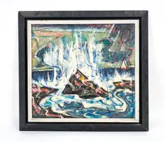 Abstract by Savo Radulovic, Oil on canvas, offered Mar 2023