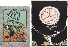 Ensemble de deux estampes by Pierre Alechinsky, Lithographie en couleurs, sold Nov 2022
