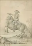 Portrait équestre du roi d'Espagne Charles IV by Manuel Ugena, Crayon noir, estompe et rehauts de blanc, sold Sep 2022
