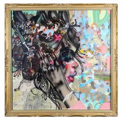PLEASE LIE TO ME', 2008, mixed media on panel, inscribed verso, ( by David Choe, mixed media on panel, offered Mar 2018