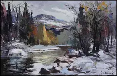 Snow, Laurentian Hills (01056/2013-1943) by Geza Marich, oil on canvas, sold Feb 2015