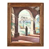 San Fernando Mission by James Augustus McLean, Oil on panel, sold Jul 2018