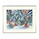 Still Life with Vriesia II by Nancy Meadows Taylor, Watercolor on paper with collage elements to add texture and depth, sold Jul 2018