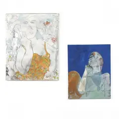 Two Mixed-Media Portraits on Canvas by Steven Silverleaf, Oil and pastel on canvas, sold Jul 2018