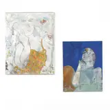Two Mixed-Media Portraits on Canvas by Steven Silverleaf, Oil and pastel on canvas, sold Jul 2018