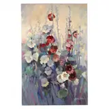 Hollyhocks by Martha Blocker, Oil on gallery wrap canvas, sold Jul 2018