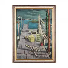 Fisherman's Pier by Claude Howell, Oil on canvas, sold Jun 2018