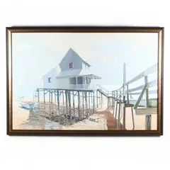 Nags Head Beach House (Stinson Cottage) by Paul Minnis, Acrylic on canvas, sold Jun 2018