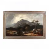 Fleeing the Storm by W. R. Stone, Oil on canvas (lined), sold Jun 2018