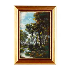 Forest Landscape by Ralph Albert Blakelock, Oil on matboard, sold Jun 2018