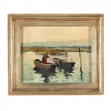 Marsh Scene with Boatmen by Anthony Thieme, Oil on canvas (lined), sold Jun 2018