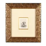 Self Portrait in a Flat Cap and Embroidered Dress by Rembrandt Harmensz van Rijn, Etching on laid paper, sold Jun 2018