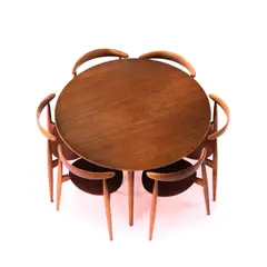 Tisch '4602' mit sechs Stühlen '4103' by Hans J. Wegner, 1952, 70 cm, Ø 120 cm; Stühle: H (Tisch: H), sold Sep 2020