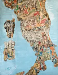 L'Italie by François Dufrêne, 1966, Dessous d'affiche et huile sur toile, sold Jun 2022
