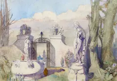 The Garden of Statues Signed  Watercolour over by Alfred-Charles Conrade, Watercolour over pencil, offered Mar 2018