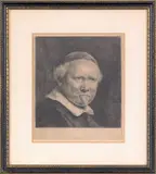 titled Lieven Willemsz van Coppenol by Rembrandt Harmensz van Rijn, etching, sold Apr 2010